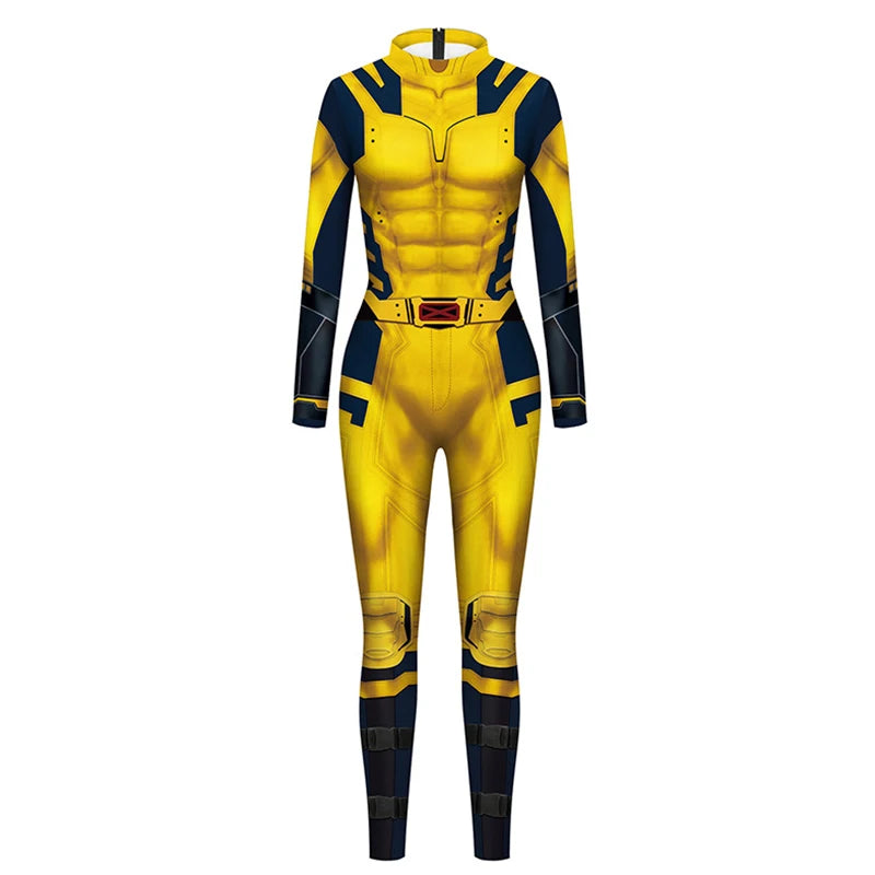 Wolverine superhero costume with iconic X-Men suit and claw accessories