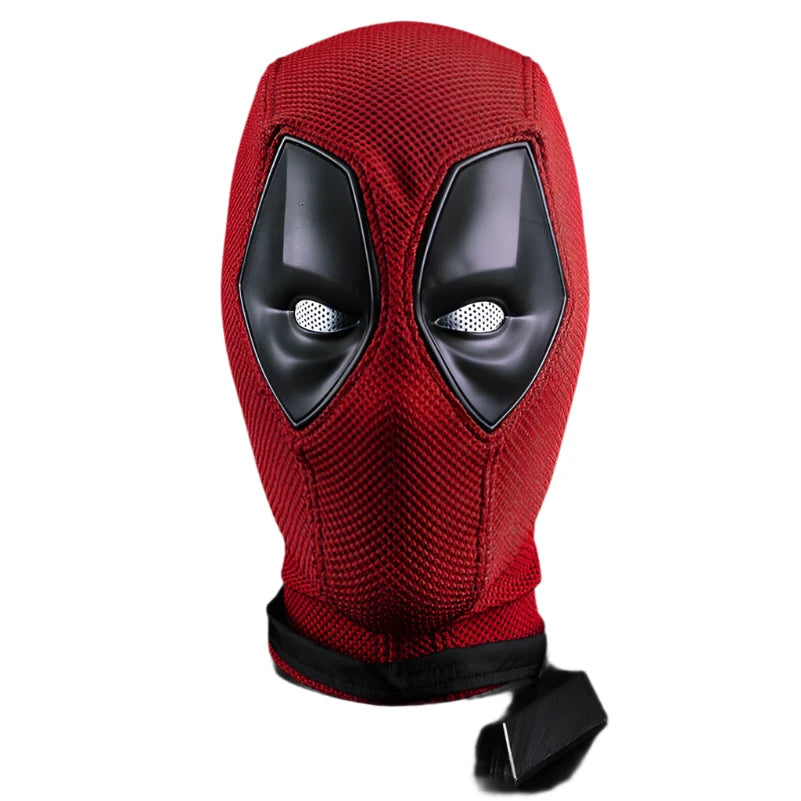 Deadpool mask featuring the iconic red and black design