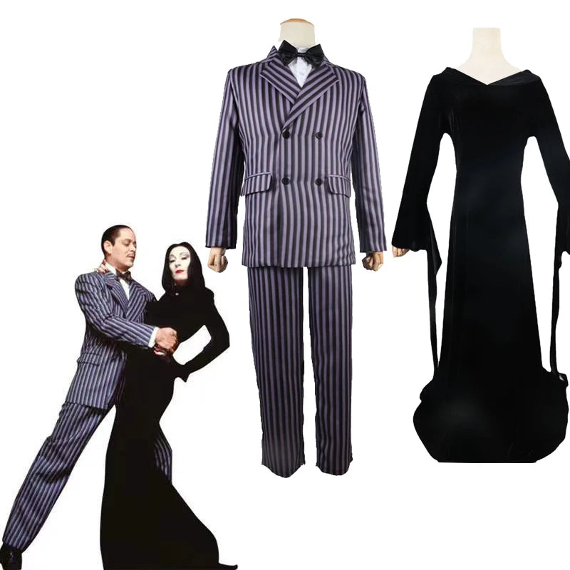 Morticia and Gomez Addams Halloween costumes for couples.