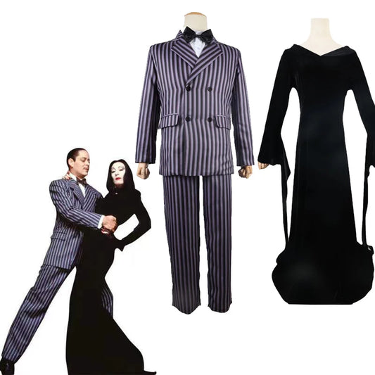 Morticia and Gomez Addams Halloween costumes for couples.