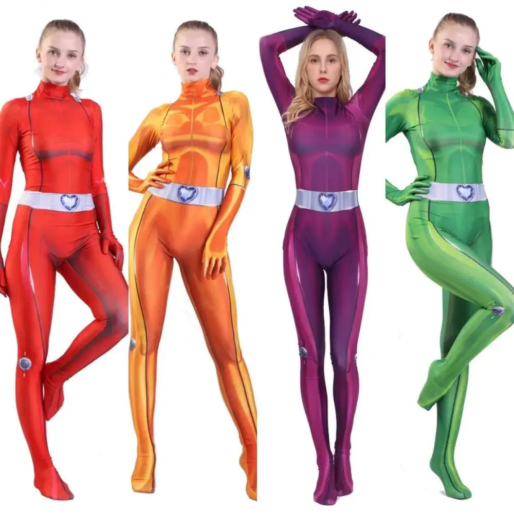 Totally Spies Halloween costumes featuring Sam, Clover, and Alex outfits