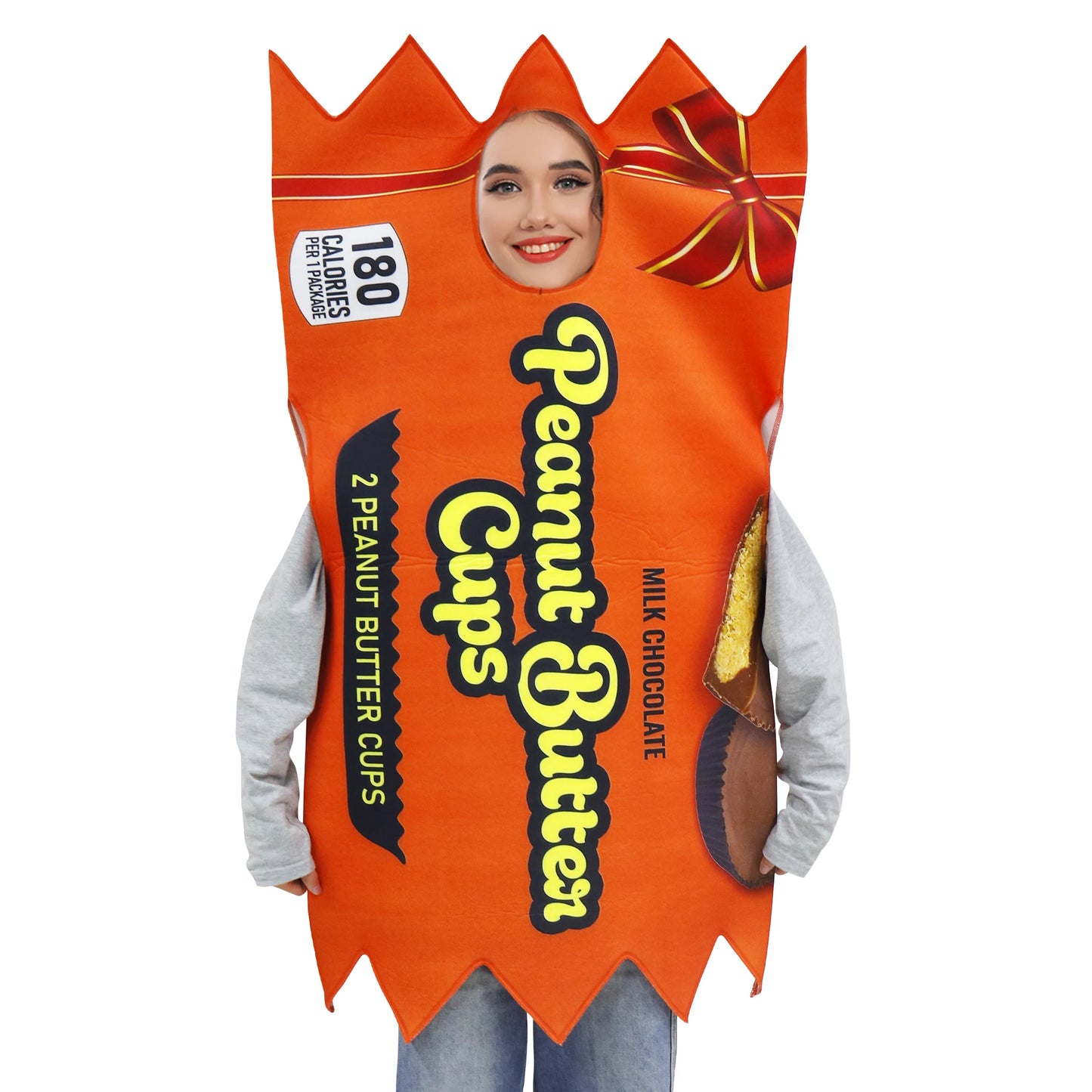 Funny Peanut Butter Cup candy costume for Halloween parties.